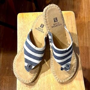 White Mountain Beachball Espadrille Wedge Striped Sandals